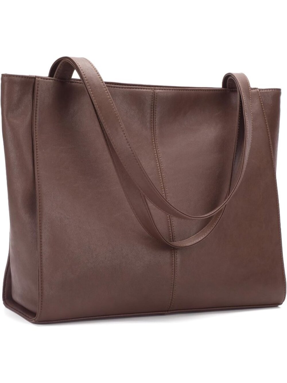 Women's Dark Brown Genuine Leather Shoulder Satchel Tote Bag with Top Handles